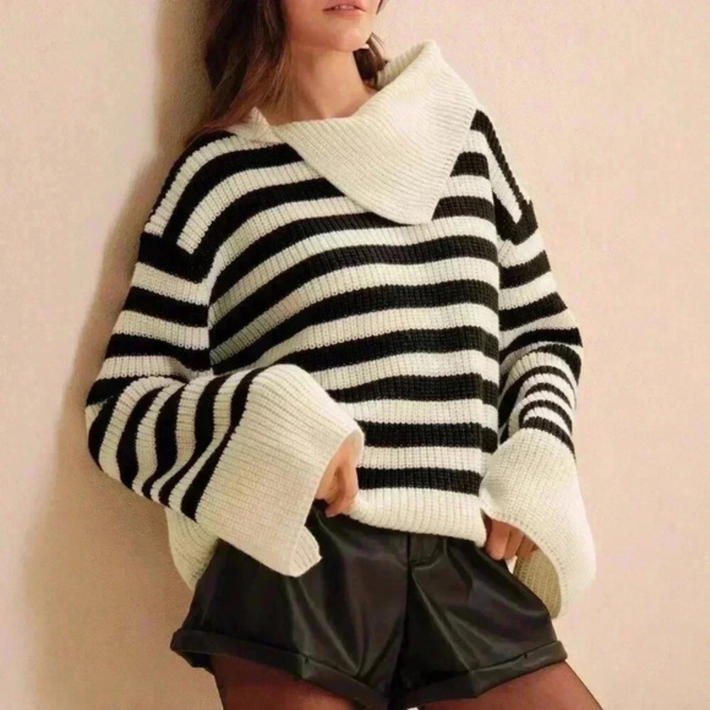 Black & White loose knit sweater